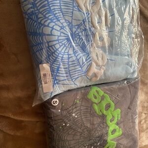 Blue and Gray Graphic Hoodies